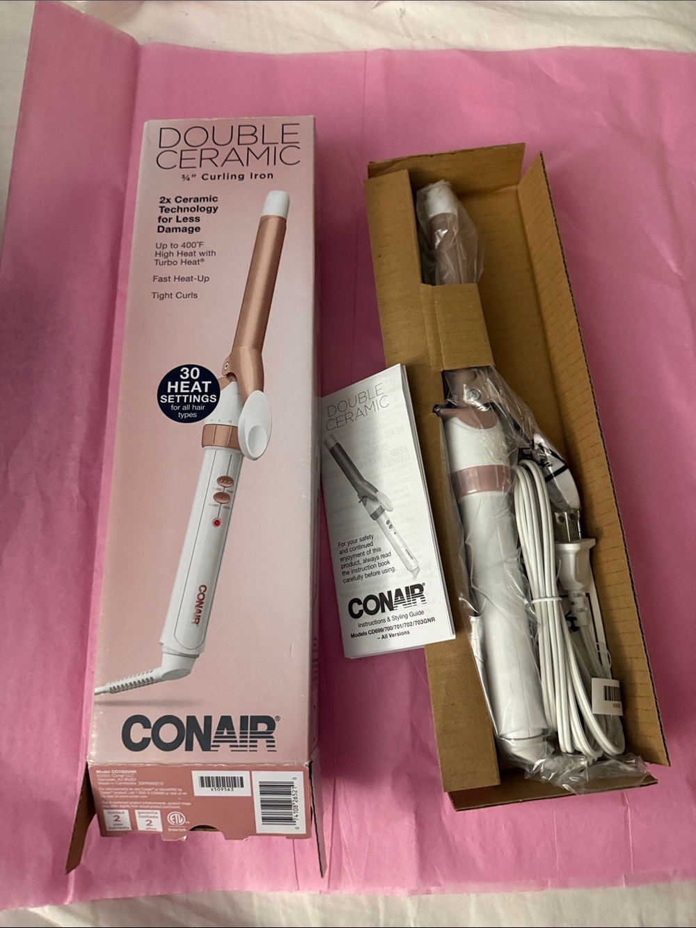 Conair Double Ceramic 1" Curling Iron - White & Rose Gold